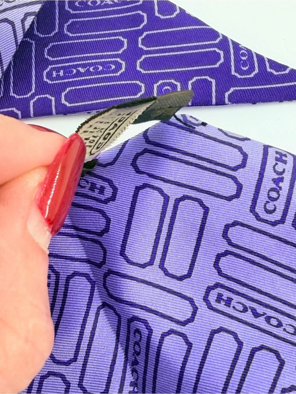 Coach Purple Vintage Signature Silk Skinny Scarf / Twilly
